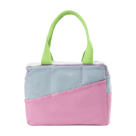 Front view of Soolla Studio Bag in 80's Windbreaker, a pottery tool bag and artist bag