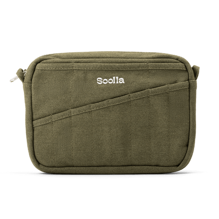 Front view of Soolla Studio Pouch in Deep Forest Green, a pencil pouch and stationery pouch for pens and art supplies
