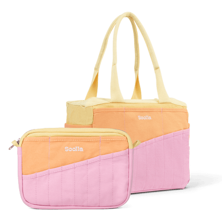 Bundle view of Soolla Studio Pouch in Becca Sands, a stationery pouch and art pouch