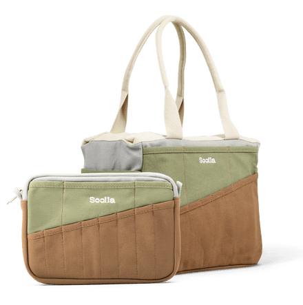 Bundle view of Soolla Studio Pouch in Good Earth, a stationery pouch and art pouch