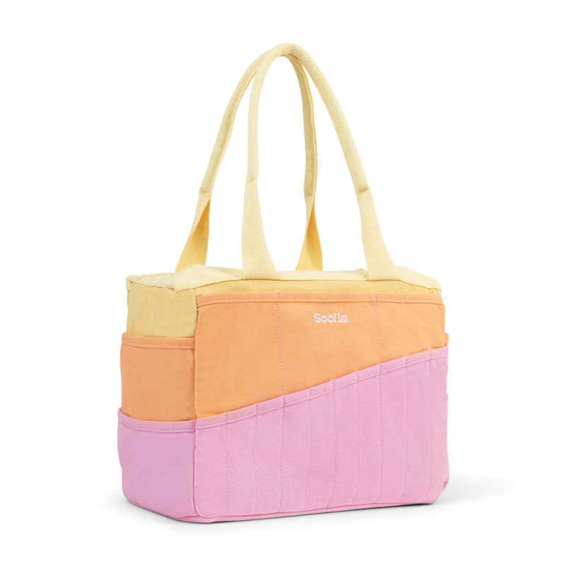 Left side view of Soolla Studio Bag in Becca Sands, a pottery tool bag and artist bag