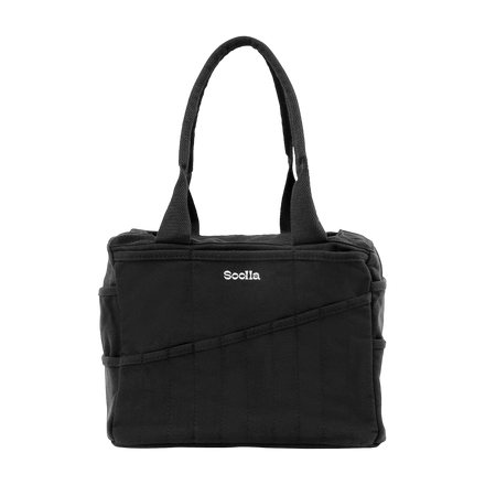 Front view of Soolla Studio Bag in Blackout, a pottery tool bag and artist bag