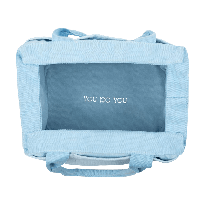 Interior view of Soolla Studio Bag in Blue Skies, a pottery tool bag and artist bag