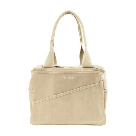 Front view of Soolla Studio Bag in Boho Beige, a pottery tool bag and artist bag