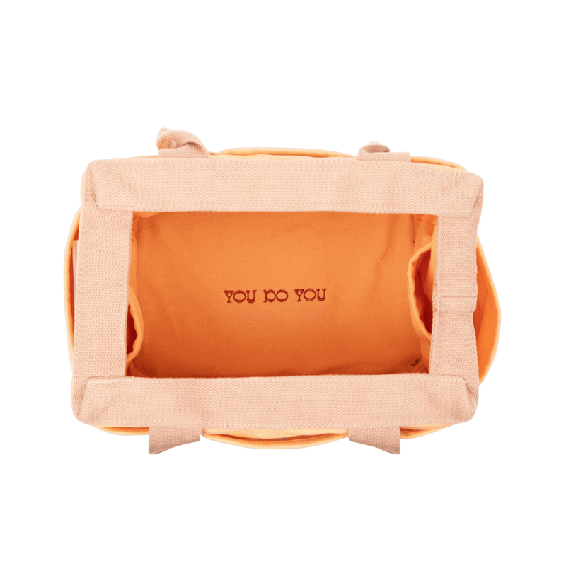 Interior view of Soolla Studio Bag in Creamsicle Crush, a pottery tool bag and artist bag