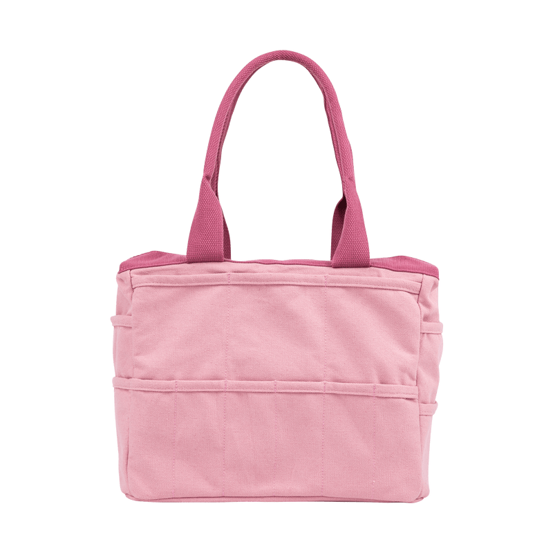 Back view of Soolla Studio Bag in Desert Rose, an artist bag for pottery, knitting, and crochet supplies