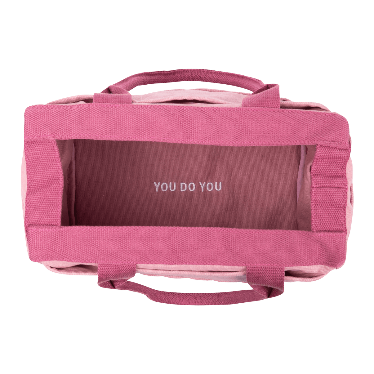 Interior view of Soolla Studio Bag in Desert Rose, an artist bag for pottery, knitting, and crochet supplies