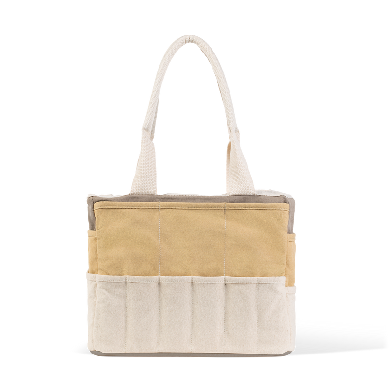 Back view of Soolla Studio Bag in Driftwood, a pottery tool bag and artist bag