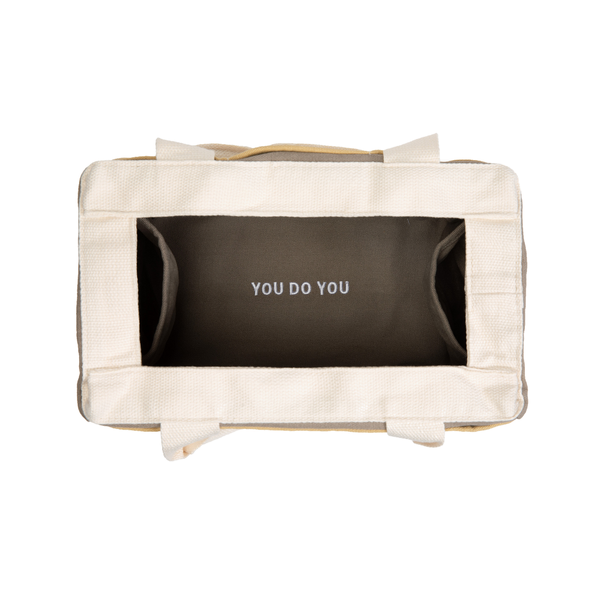 Interior view of Soolla Studio Bag in Driftwood, a pottery tool bag and artist bag