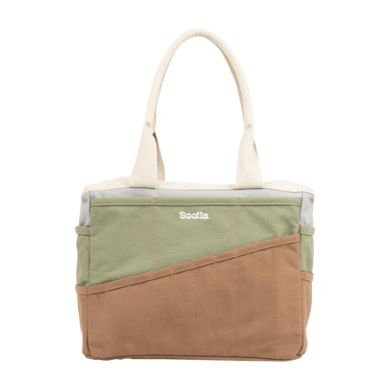 Front view of Soolla Studio Bag in Good Earth, a pottery tool bag and artist bag
