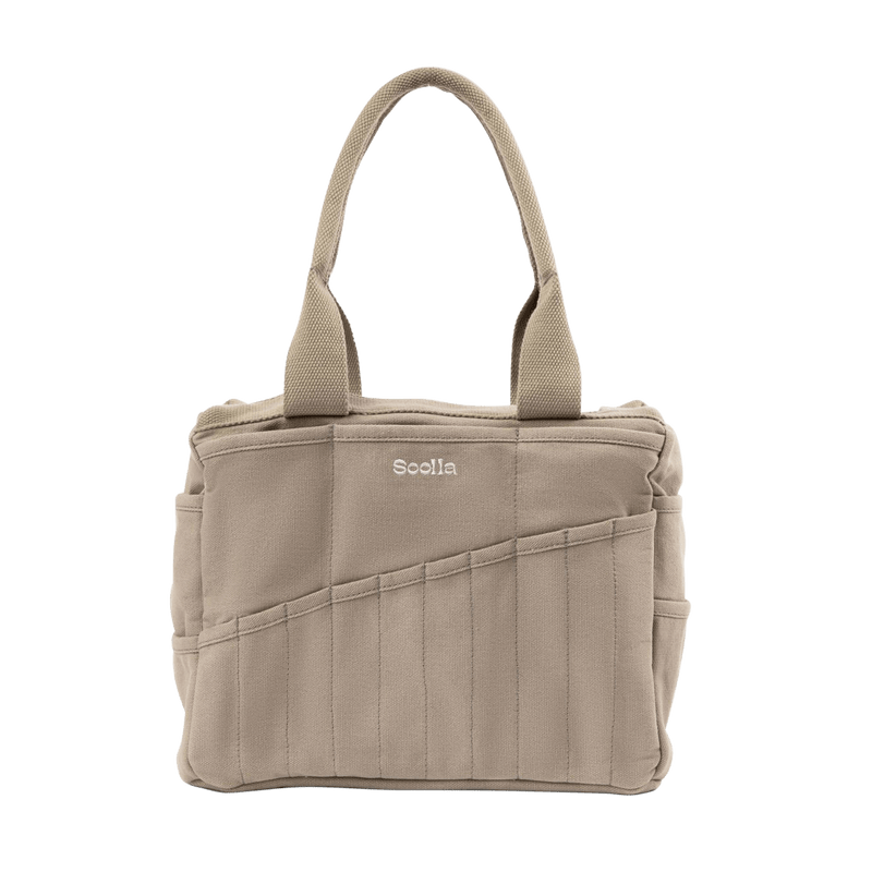 Front view of Soolla Studio Bag in Graphite, a pottery tool bag and artist bag