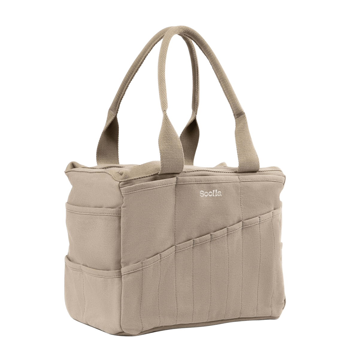 Right side view of Soolla Studio Bag in Graphite, a pottery tool bag and artist bag