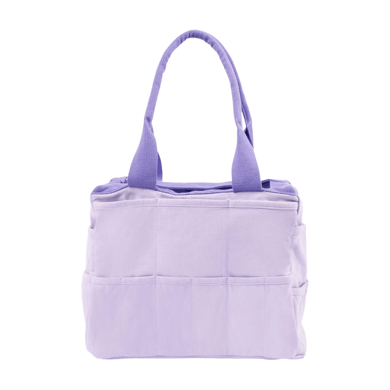 Back view of Soolla Studio Bag in Lilac Love, a pottery tool bag and artist bag