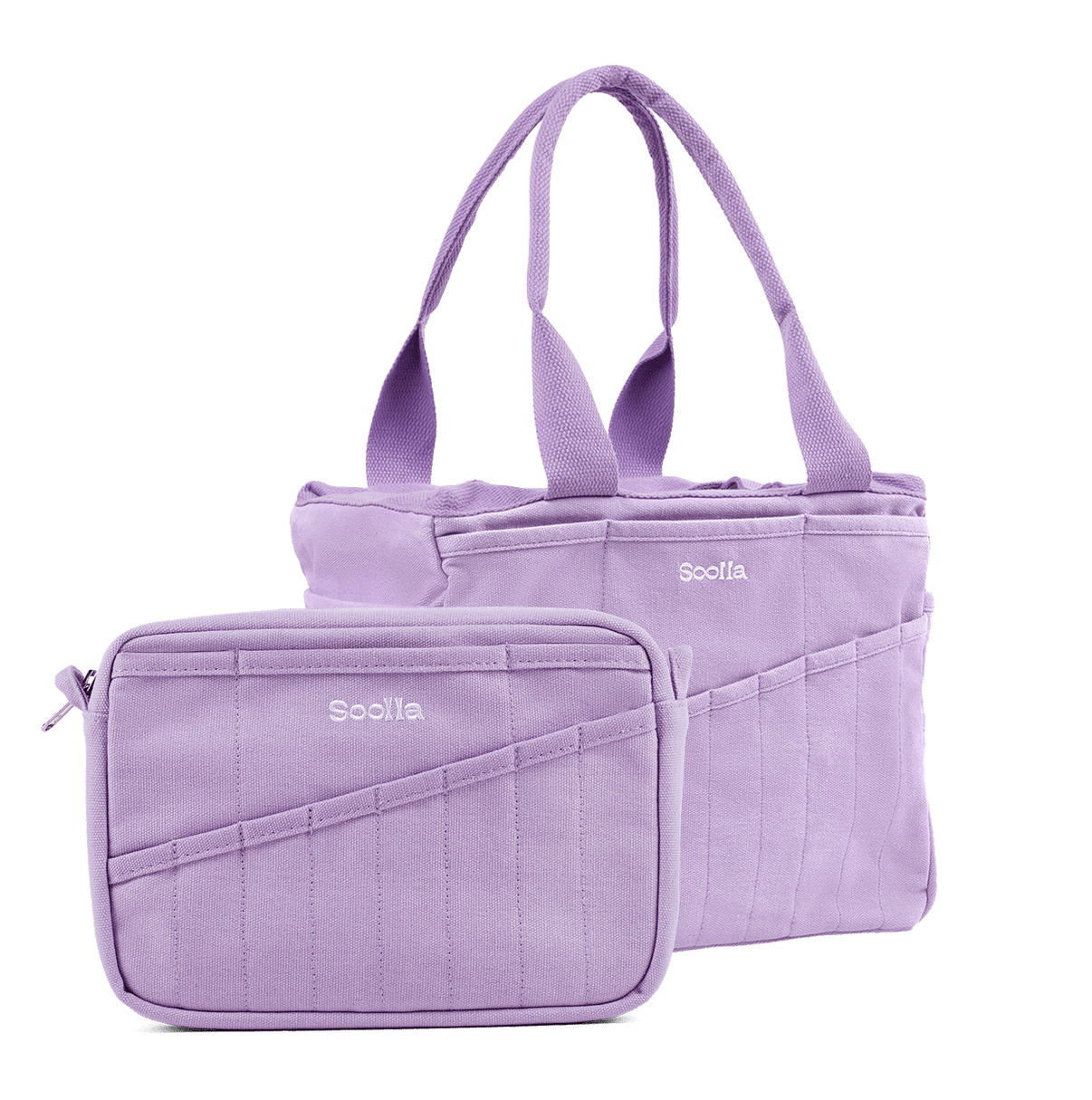 Soolla Studio Bag and Studio Pouch bundle in Lilac Love, for pottery tools and stationery