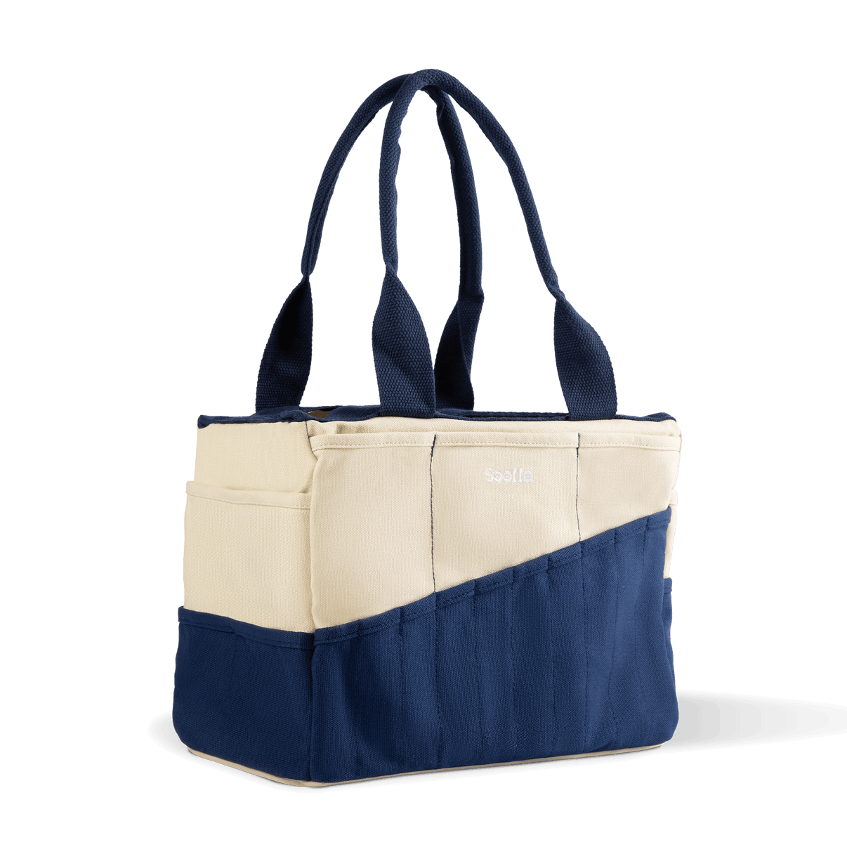Left side view of Soolla Studio Bag in Marina, a pottery tool bag and artist bag