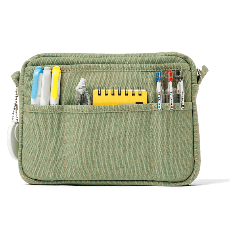 Lifestyle view of Soolla Studio Pouch, a pen pouch and soft pencil case for stationery and art supplies