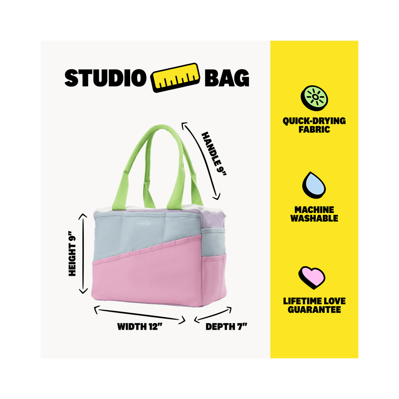 Soolla Studio Bag in 80's Windbreaker, a pottery tool bag and artist bag