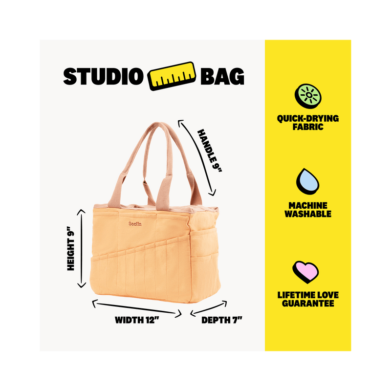 Soolla Studio Bag in Creamsicle Crush, a pottery tool bag and artist bag