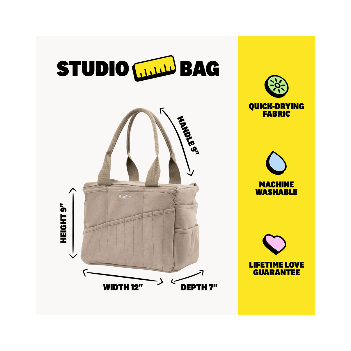 Soolla Studio Bag in Graphite, a pottery tool bag and artist bag