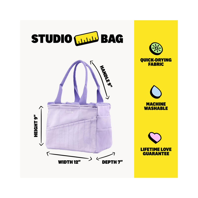 Soolla Studio Bag in Lilac Love, a pottery tool bag and artist bag
