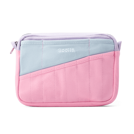 Front view of Soolla Studio Pouch in 80's Windbreaker, a pencil pouch and stationery pouch for pens and art supplies