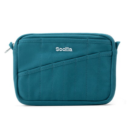 Front view of Soolla Studio Pouch in Aquamarine, a pencil pouch and stationery pouch for pens and art supplies