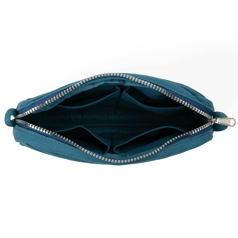 Interior view of Soolla Studio Pouch in Aquamarine, a stationery pouch and art pouch