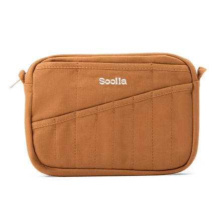 Front view of Soolla Studio Pouch in Cinnamon Brown, a pencil pouch and stationery pouch for pens and art supplies