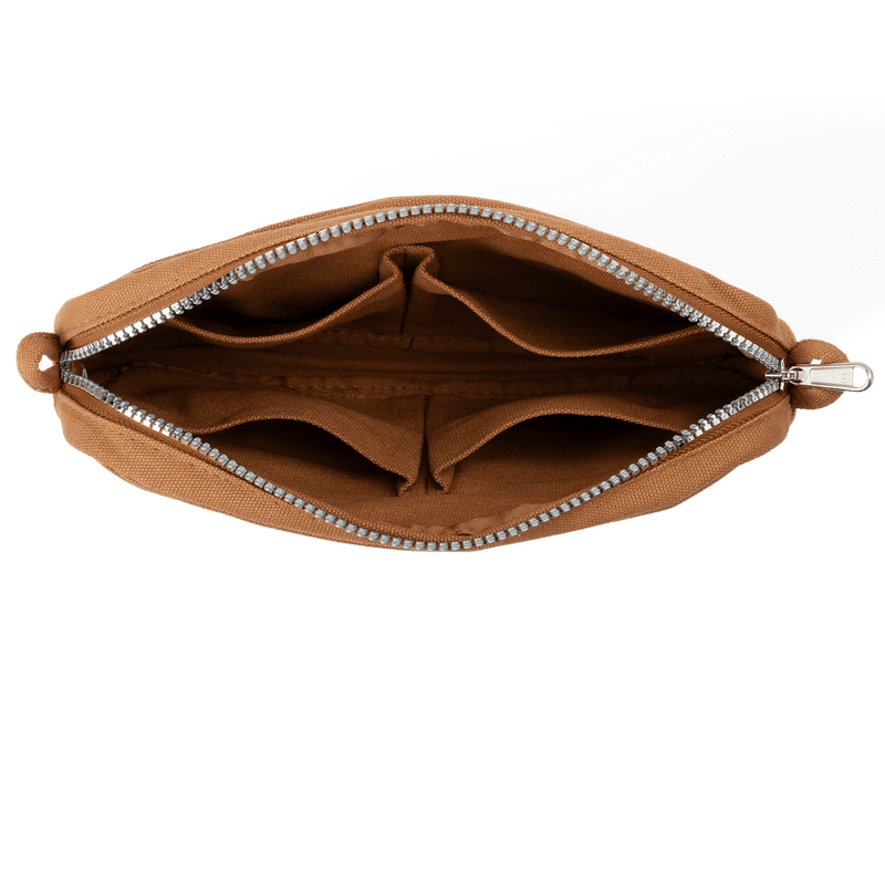 Interior view of Soolla Studio Pouch in Cinnamon Brown, a stationery pouch and art pouch