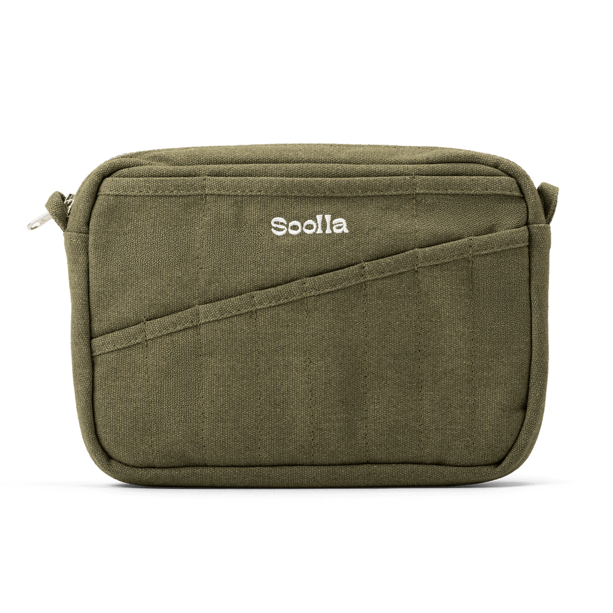 Front view of Soolla Studio Pouch in Deep Forest Green, a pencil pouch and stationery pouch for pens and art supplies