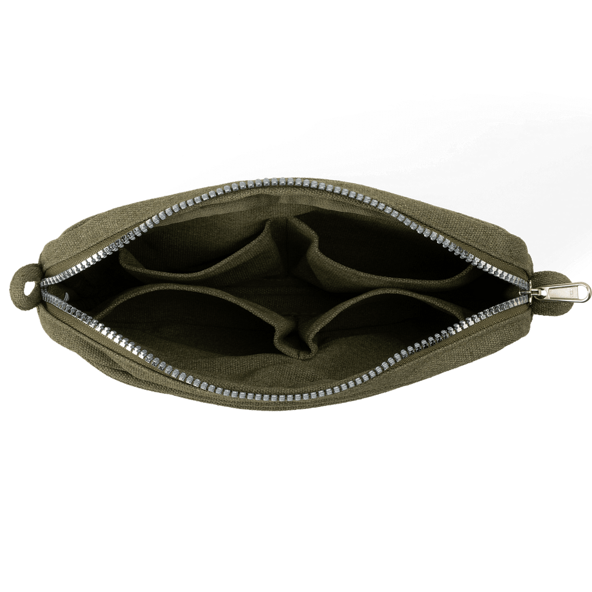 Interior view of Soolla Studio Pouch in Deep Forest Green, a stationery pouch and art pouch