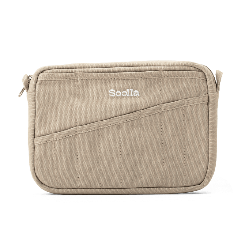 Front view of Soolla Studio Pouch in Graphite, a pencil pouch and stationery pouch for pens and art supplies
