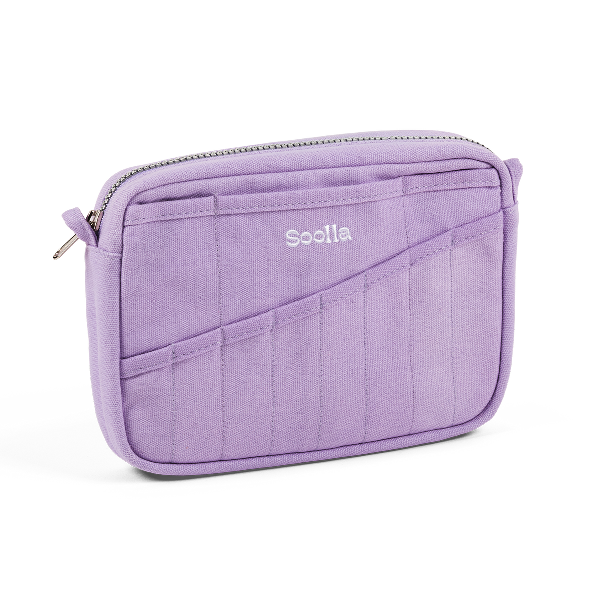 Left side view of Soolla Studio Pouch in Lilac Love, a stationery pouch and art pouch