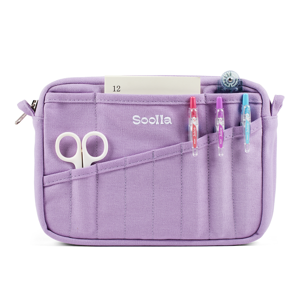 Studio supplies view of Soolla Studio Pouch in Lilac Love, a stationery pouch and art pouch