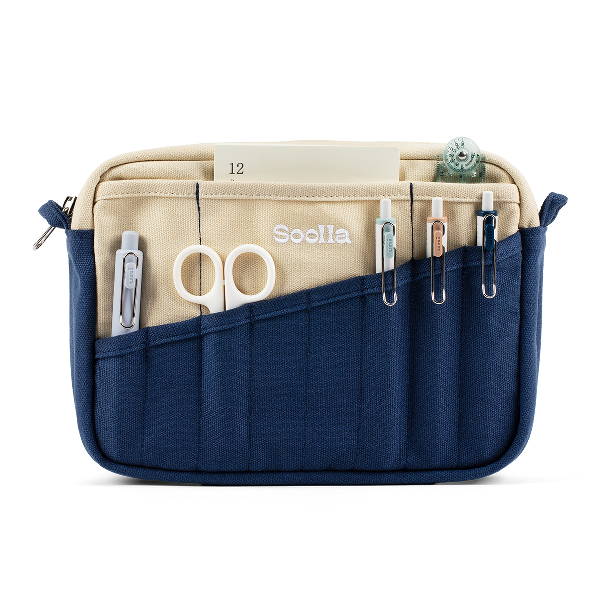 Studio supplies view of Soolla Studio Pouch in Marina, a stationery pouch and art pouch
