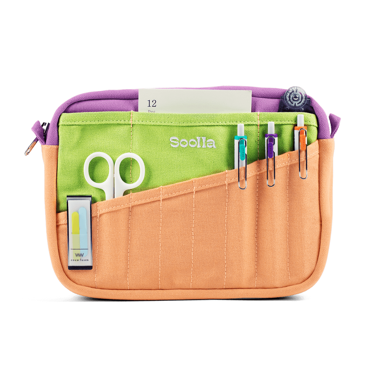 Studio supplies view of Soolla Studio Pouch in Sarah Anderson, a stationery pouch and art pouch