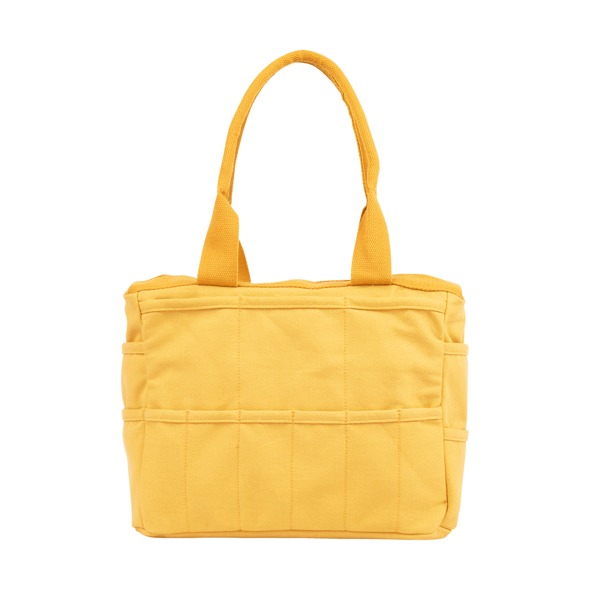 Back view of Soolla Studio Bag in Sunset Mustard, a pottery tool bag and artist bag