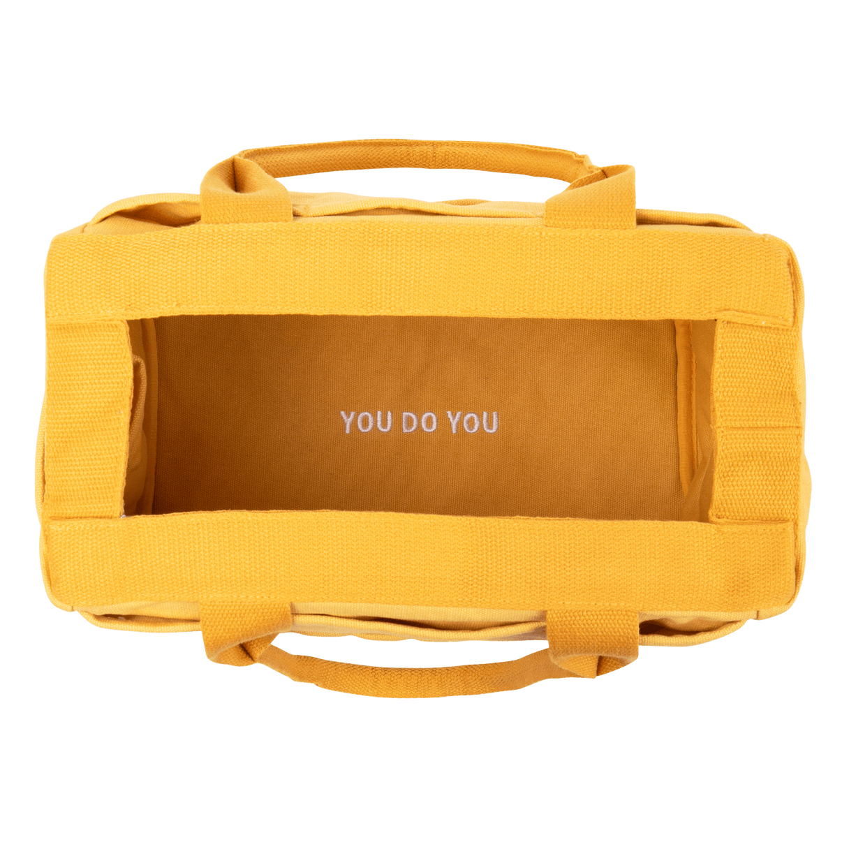 Interior view of Soolla Studio Bag in Sunset Mustard, a pottery tool bag and artist bag