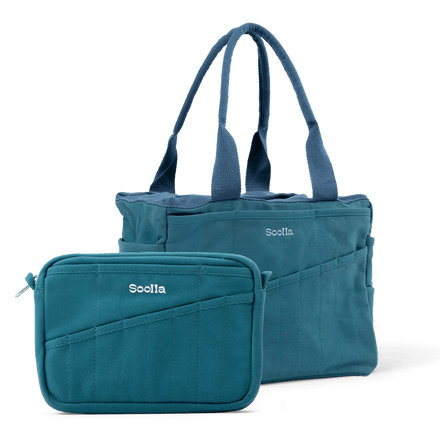 Bundle view of Soolla Studio Pouch in Aquamarine, a stationery pouch and art pouch