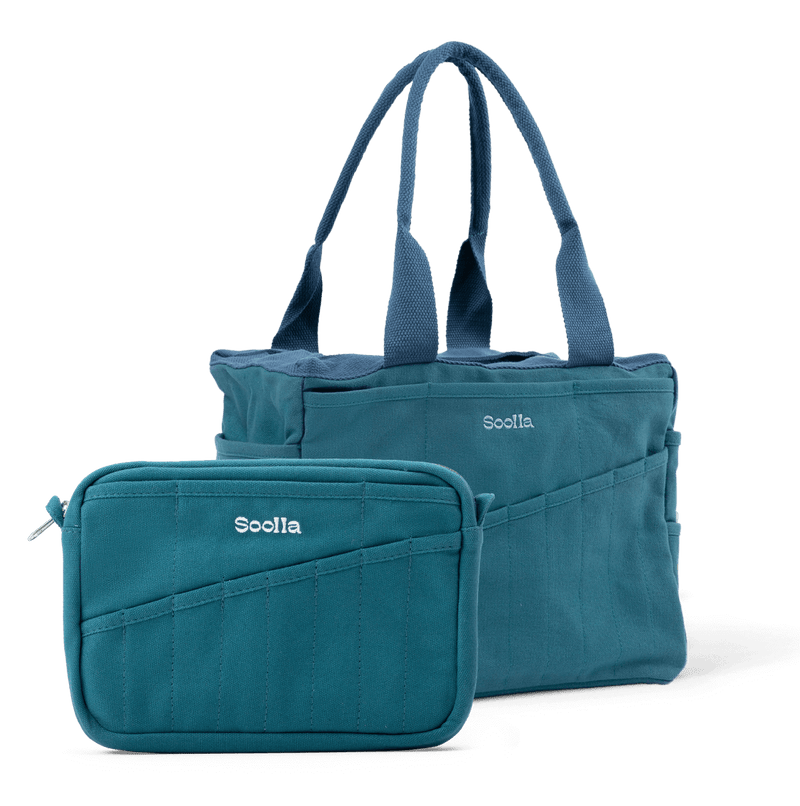 Bundle view of Soolla Studio Pouch in Aquamarine, a stationery pouch and art pouch