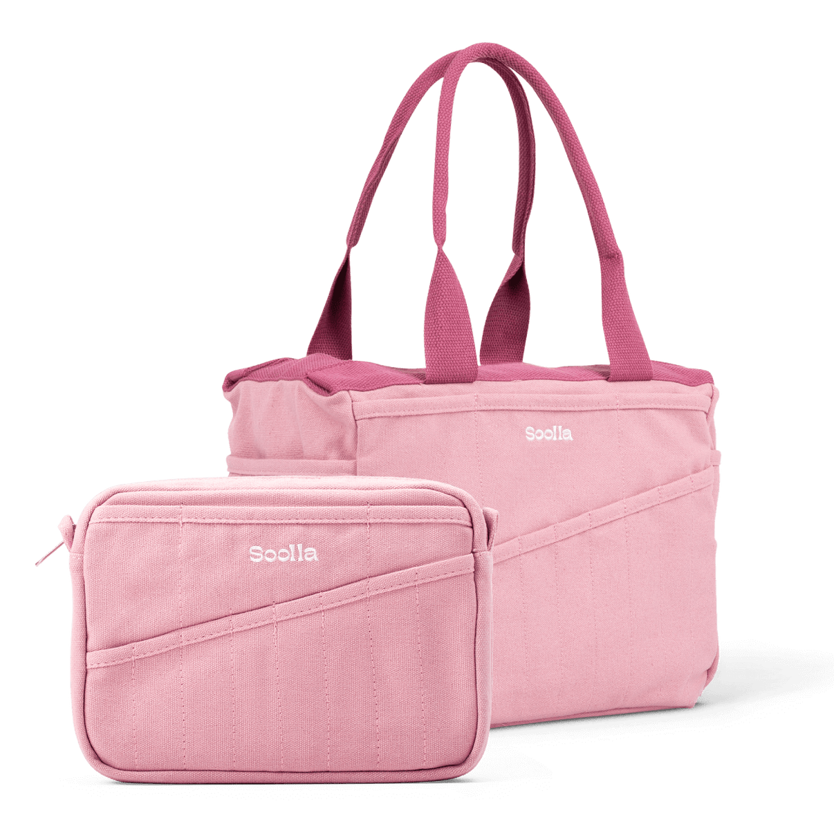Bundle view of Soolla Studio Pouch in Desert Rose, a stationery pouch and art pouch