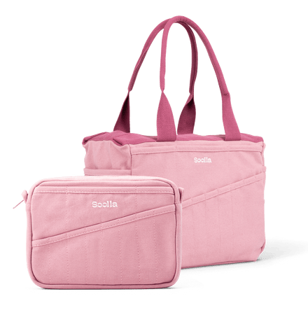 Bundle view of Soolla Studio Pouch in Desert Rose, a stationery pouch and art pouch